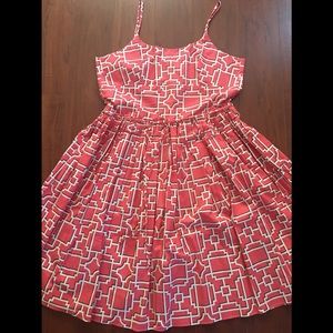 Coral with white squares dress